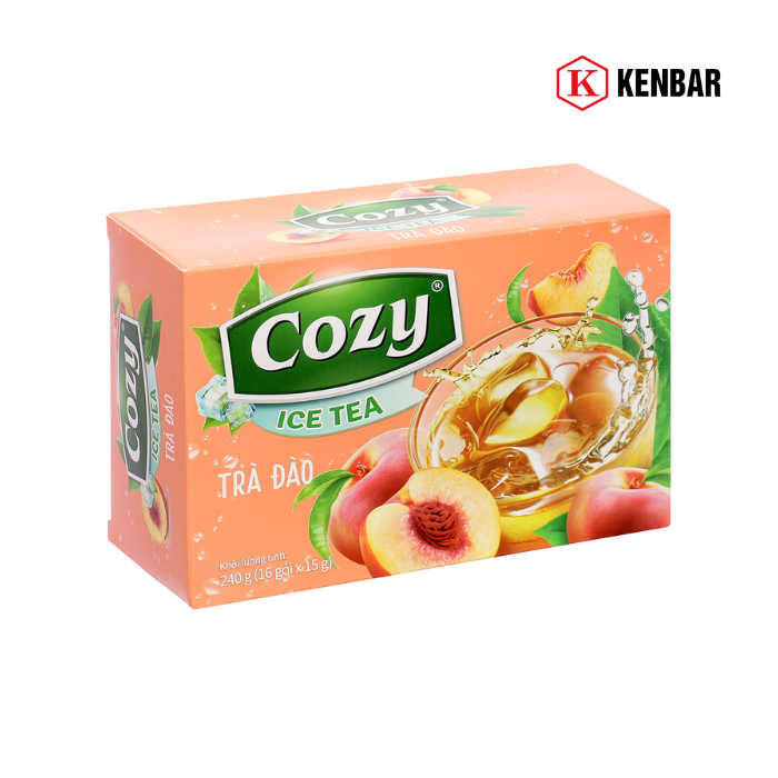 Trà Cozy Ice Tea hòa tan hương đào hộp 240g 1