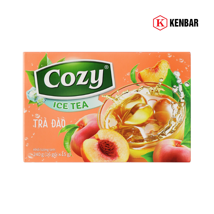 Trà Cozy Ice Tea hòa tan hương đào hộp 240g 2