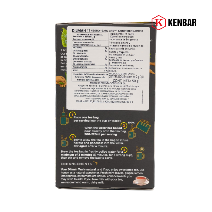 Trà túi lọc Dilmah Earl Grey Anh hộp 50g 2
