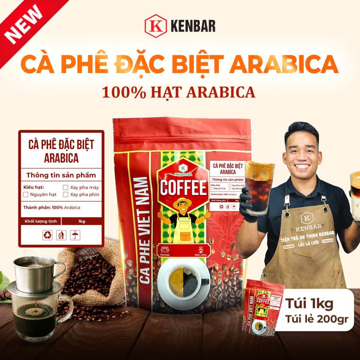 Cà Phê gu Đậm, gu Vừa Cao Cấp, Đặc Biệt Arabica KENBAR (200Gr-1Kg) - Ảnh 3