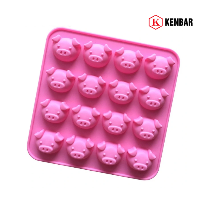 Khuôn Silicon Làm Bánh 16 Mặt Heo Hồng 1