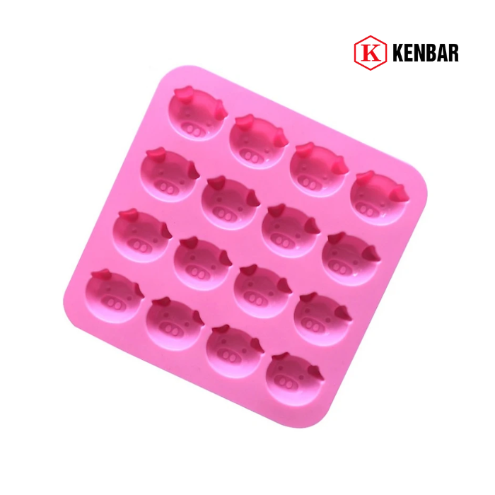 Khuôn Silicon Làm Bánh 16 Mặt Heo Hồng 2