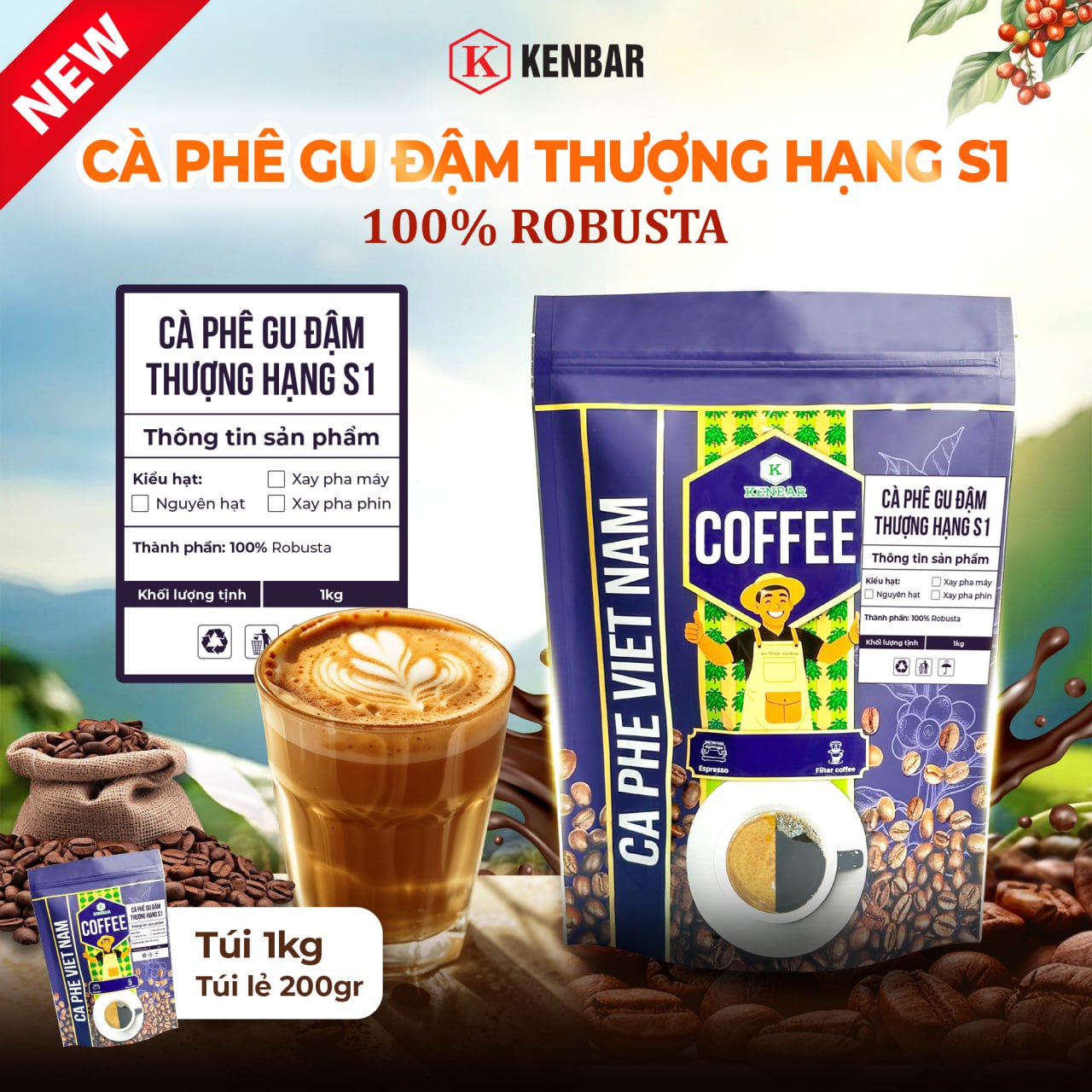 Cà Phê Gu Đậm Thượng Hạng S1 (200GR - 1KG)