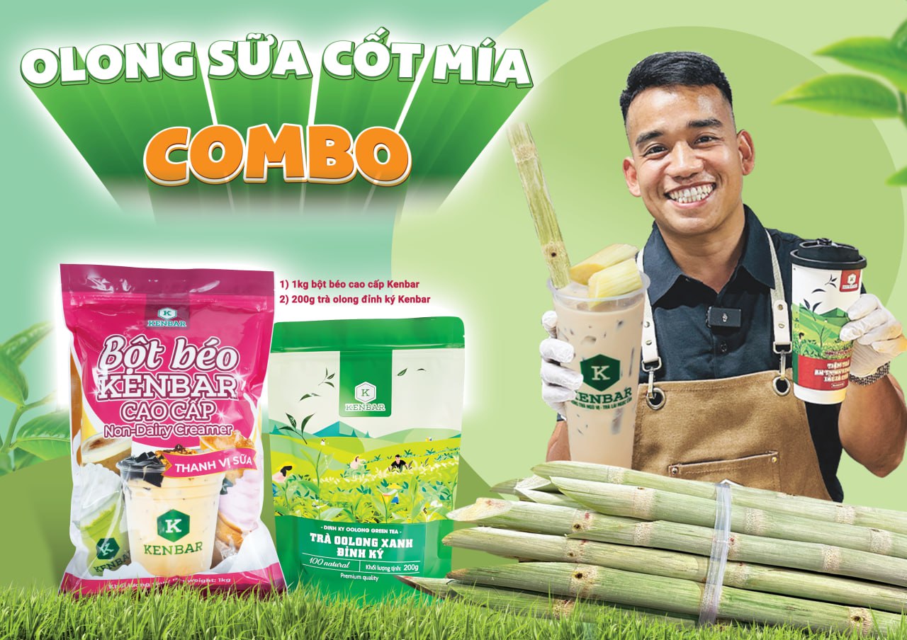 Combo Trà Sữa Cốt Mía (Bột Béo Cao Cấp 1KG+ Ngũ Vị 200G + Ngọc Lan KENBAR)