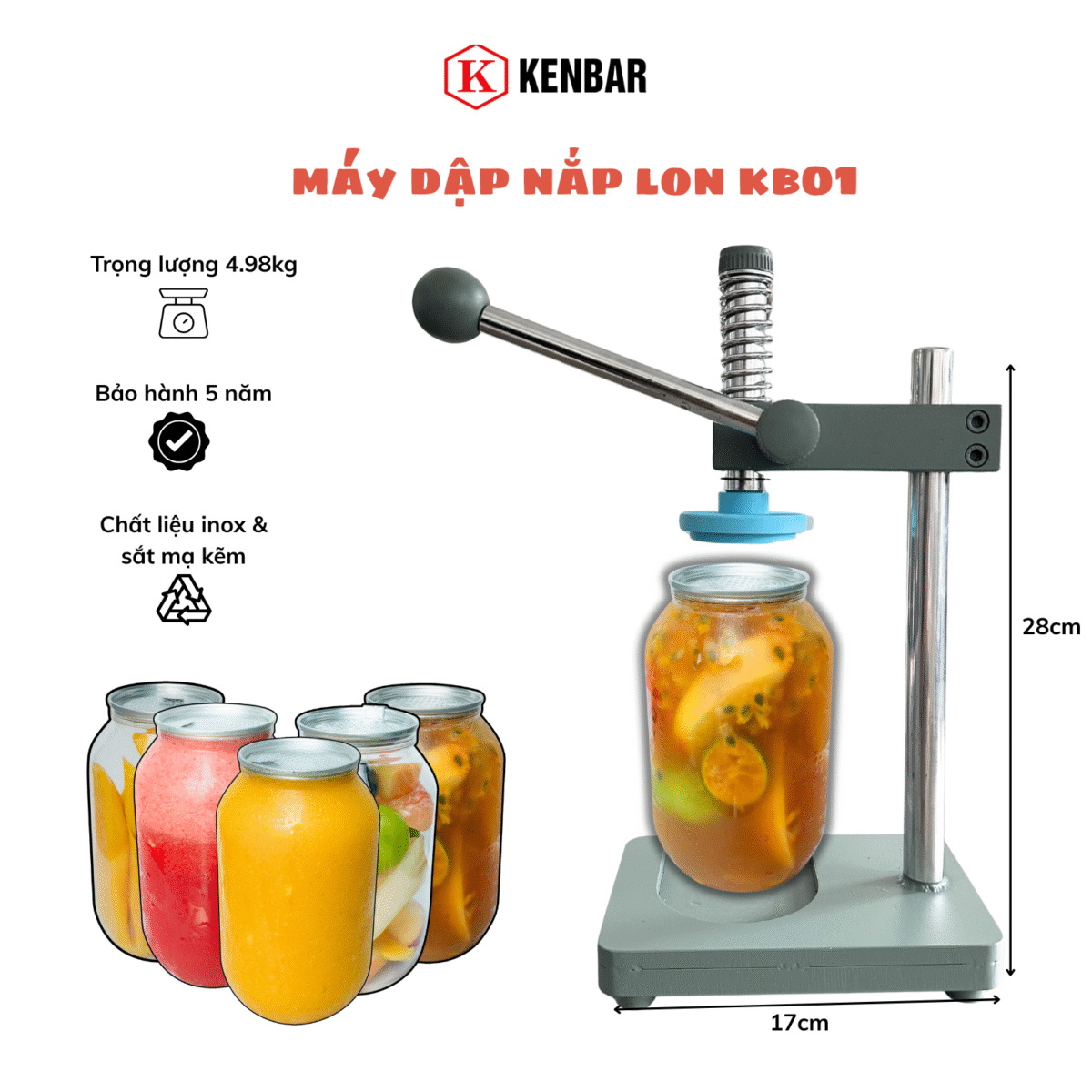 Máy Dập Nắp Lon KB01 Kenbar - Ảnh 2