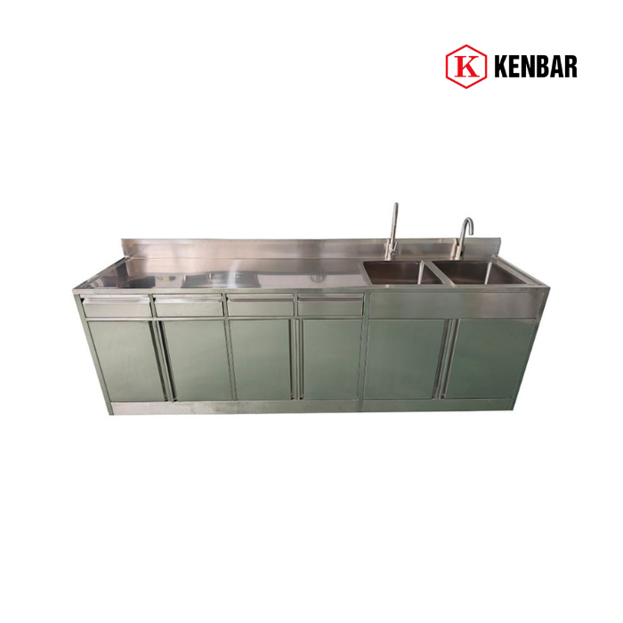 Quầy pha chế inox 304 2 chậu rửa