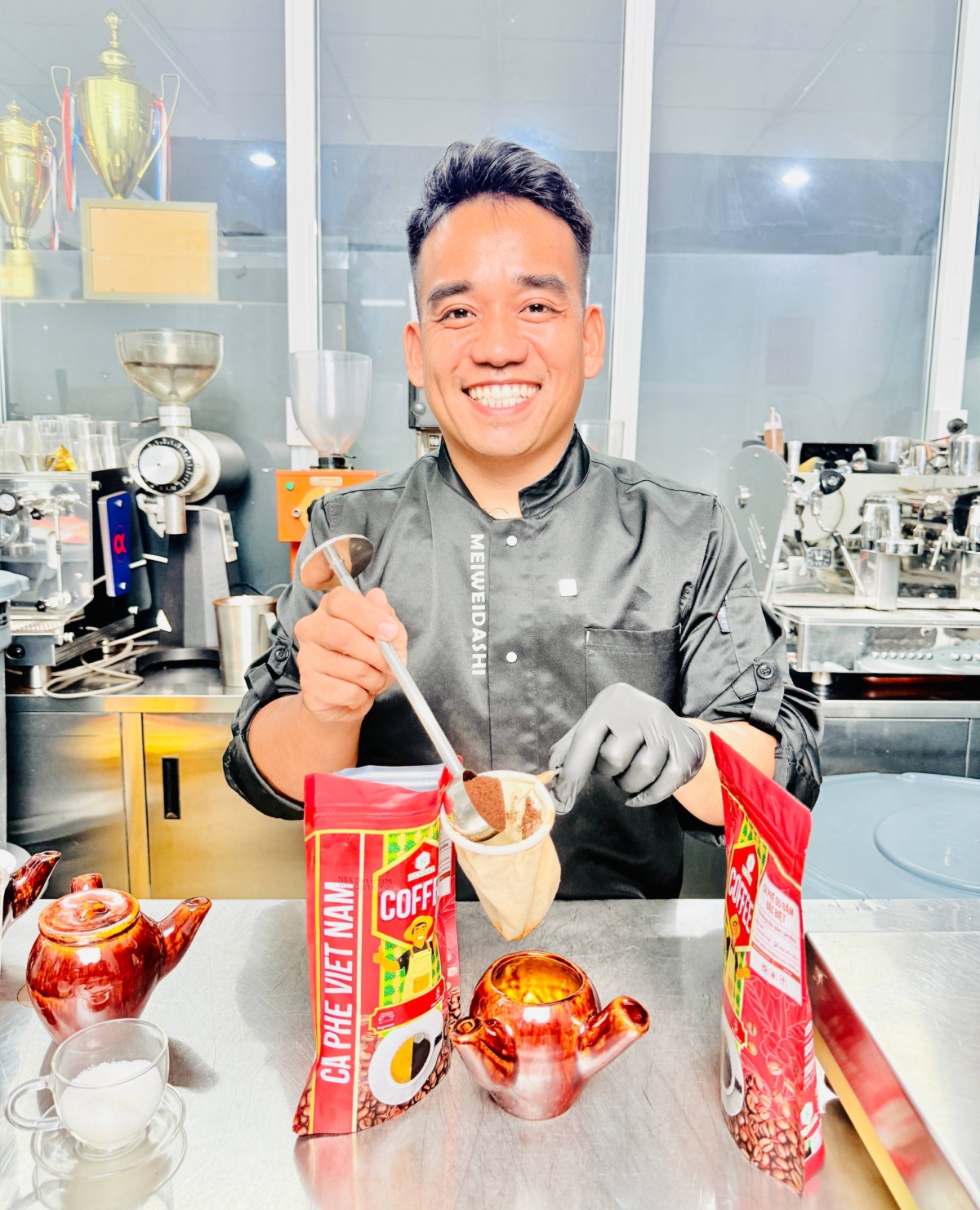 Combo Cà Phê LU: Vợt + Lu gốm + Cây Nén + Cà Phê Rang Xay 200Gr - Ảnh 2