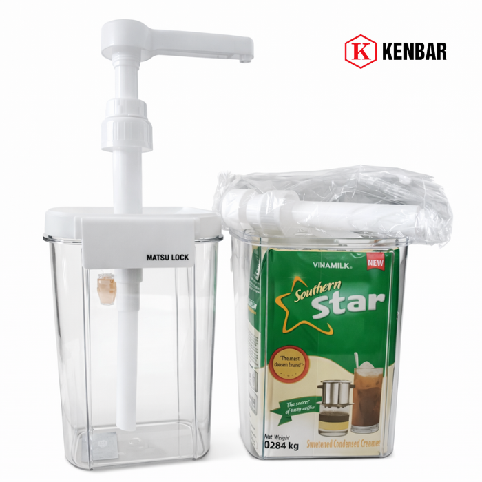 Bình Nhựa Đựng Sữa Đặc 1600ML + Vòi Xịt