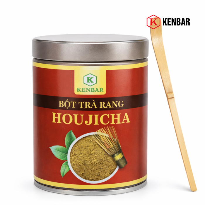 Bột Trà rang Houjicha 100GR Kenbar Tặng Kèm Muỗng Tre