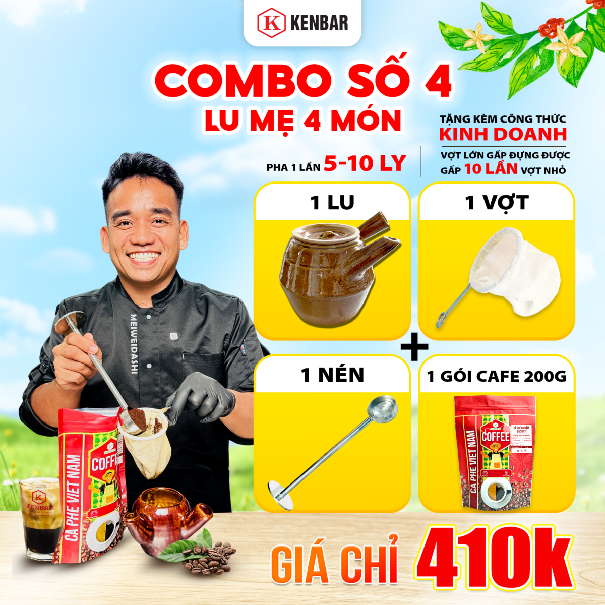 Combo Cà Phê LU LỚN: Vợt + Lu lớn + Cây Nén + Cà Phê Rang Xay 200Gr - Ảnh 4