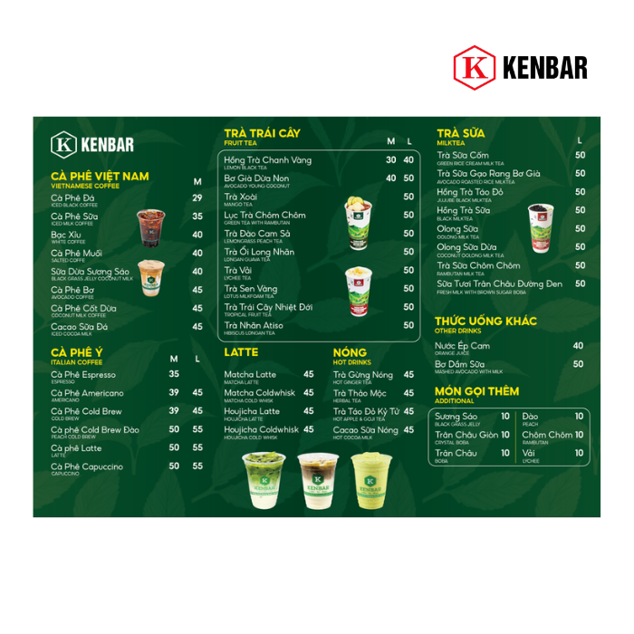 Menu Quán A3 2 Mặt
