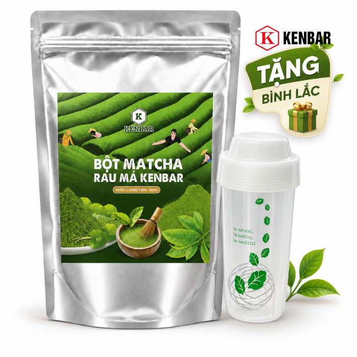 Bột Matcha Rau Má Kenbar 500G (Tặng Bình Lắc Lò Xo)